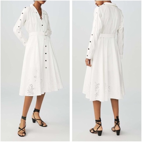 Maje Renaline White Cotton T-Shirt Midi Dress Size 2 US Medium - Picture 10 of 13